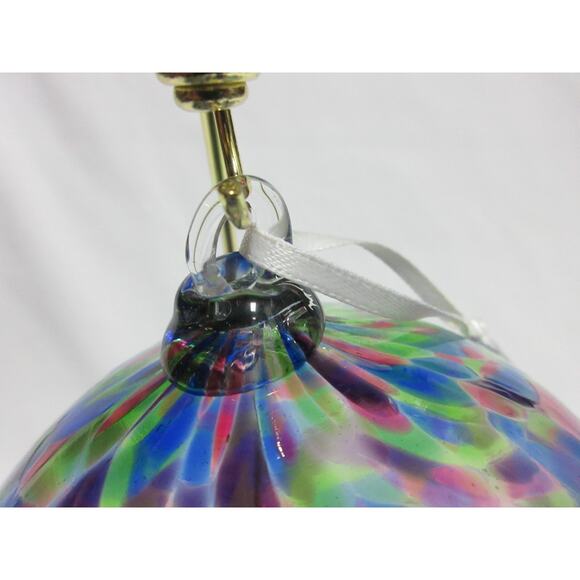 UNIQUE Hand Blown Glass Ornament ~ Blue-Purple-Green Pattern - Picture 3 of 4